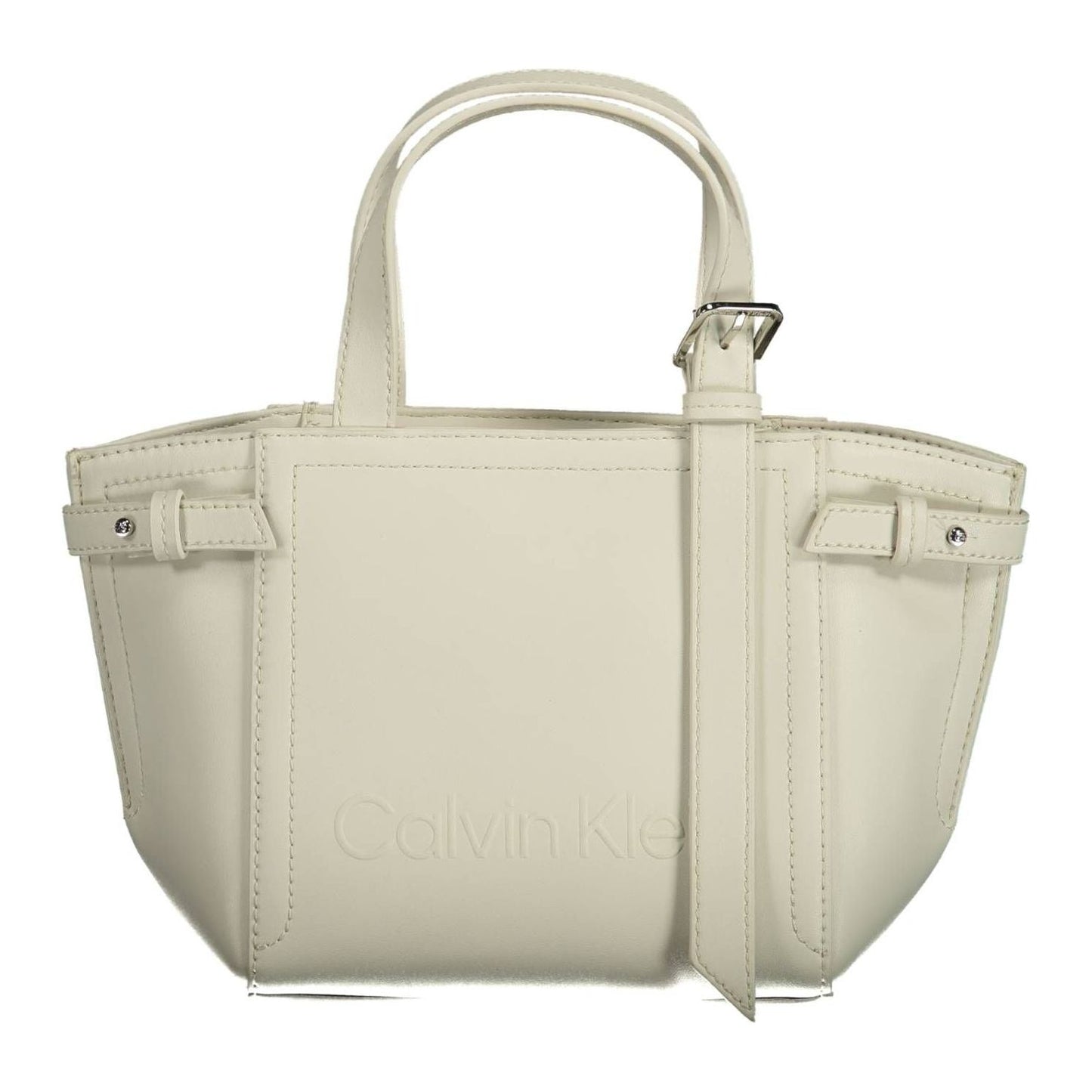 Calvin Klein Sleek White Double Handle Satchel Bag Calvin Klein