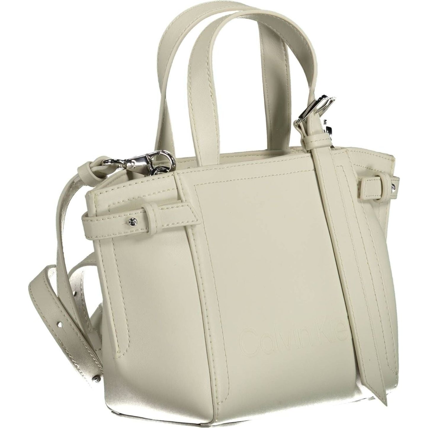 Calvin Klein Sleek White Double Handle Satchel Bag Calvin Klein