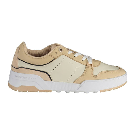 Tommy Hilfiger Sleek Beige Lace-Up Sneakers with Logo Accent Tommy Hilfiger