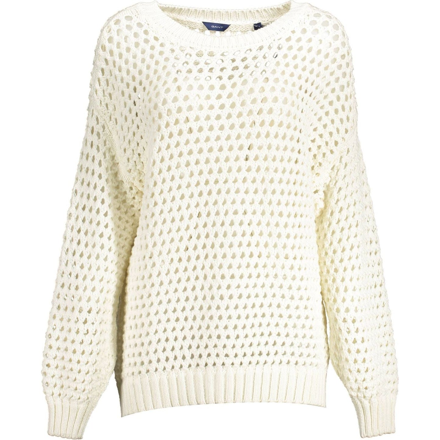 Gant Elegant White Perforated Crewneck Sweater Gant