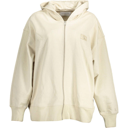 Calvin Klein Chic Beige Embroidered Zip Hoodie Calvin Klein