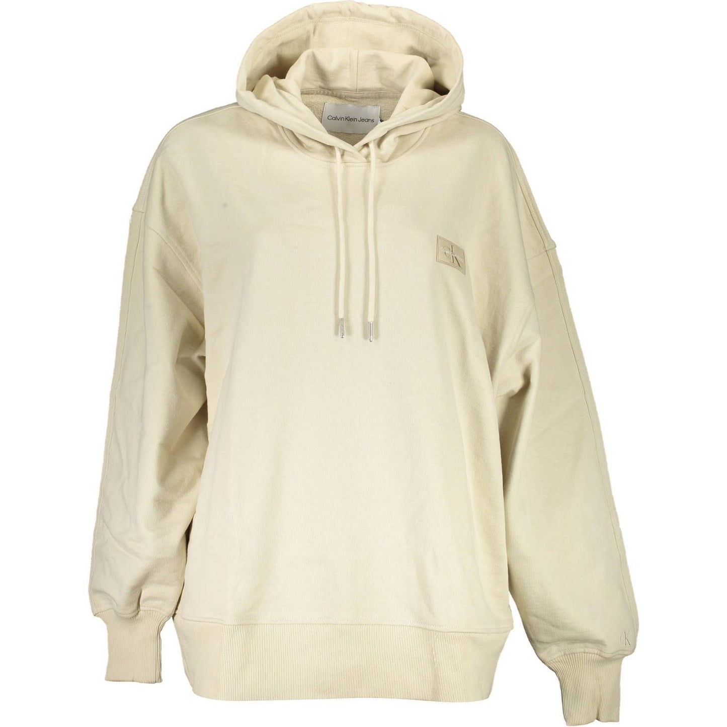 Calvin Klein Beige Hooded Cotton Sweatshirt with Logo Detail Calvin Klein