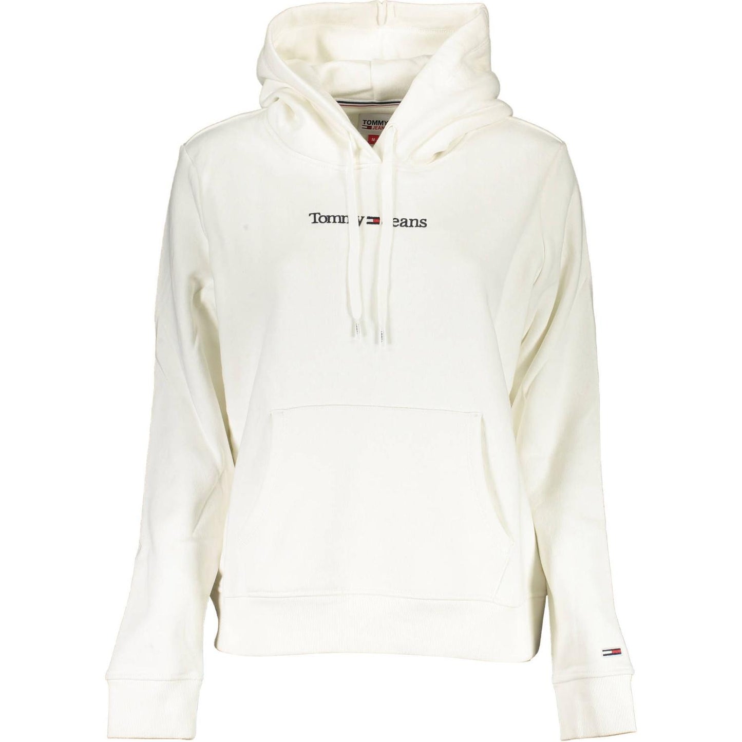 Tommy Hilfiger Chic White Hooded Sweatshirt with Central Pocket Tommy Hilfiger