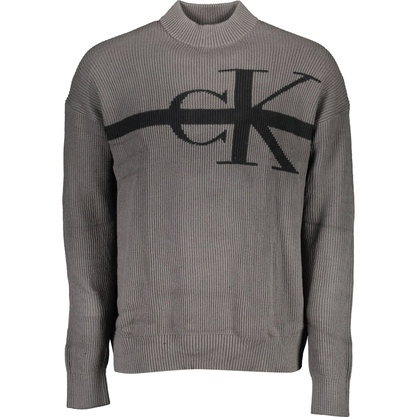 Calvin Klein Elegant Gray Turtleneck with Sleek Embroidery Calvin Klein