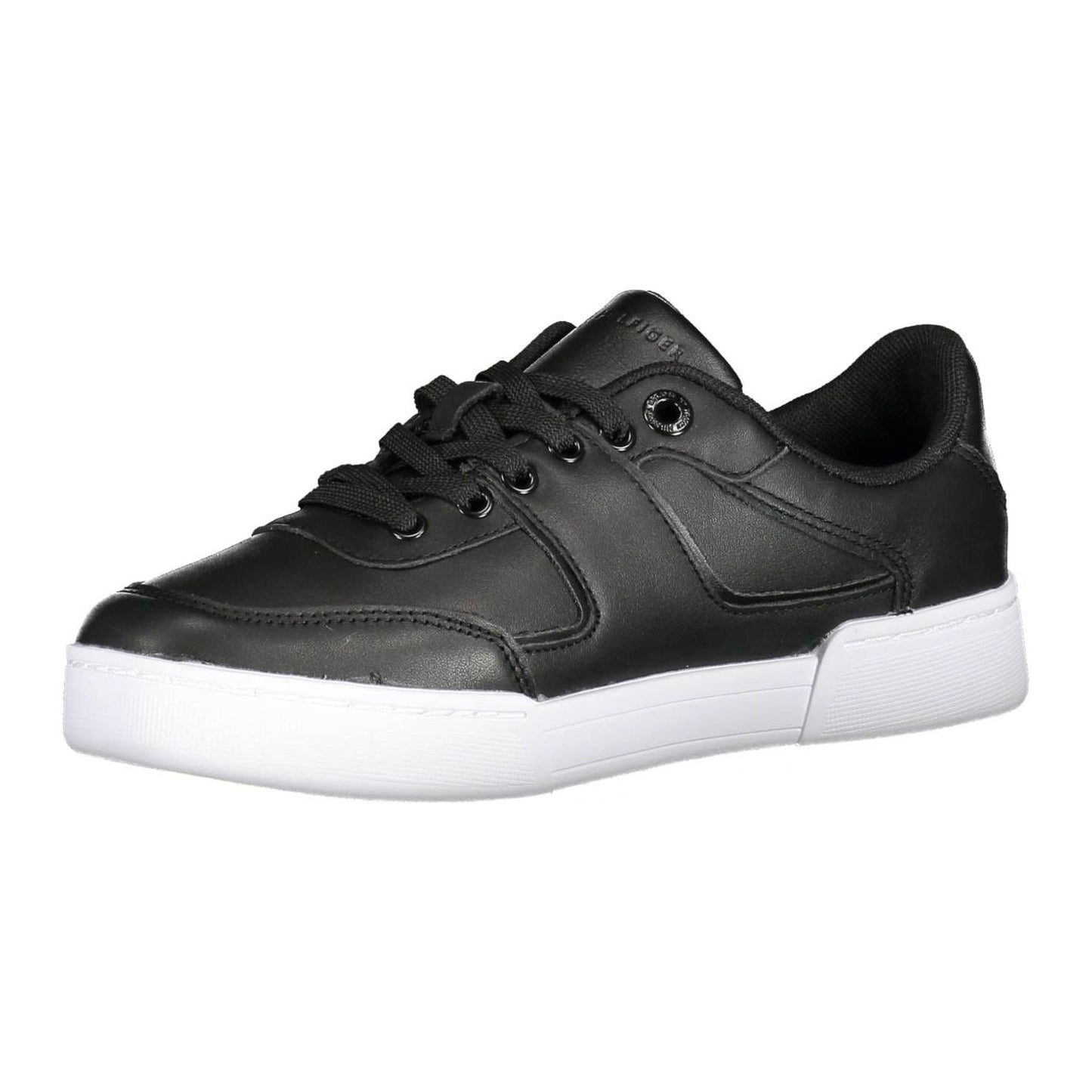 Tommy Hilfiger Chic Black Lace-Up Sneakers with Contrasting Accents Tommy Hilfiger