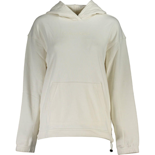 Calvin Klein Chic White Hooded Sweatshirt with Logo Print Calvin Klein