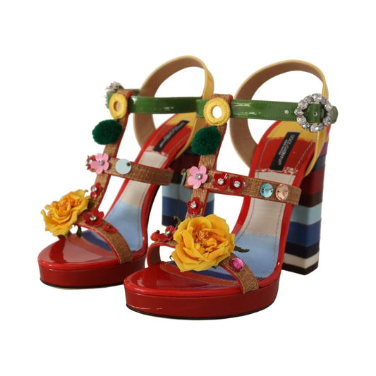 Dolce & Gabbana Multicolor Floral Ankle Strap Heels Dolce & Gabbana