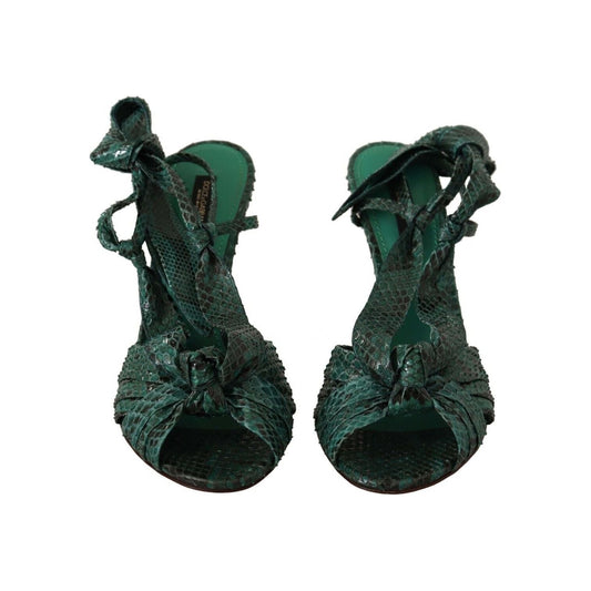 Dolce & Gabbana Emerald Exotic Leather Heeled Sandals Dolce & Gabbana