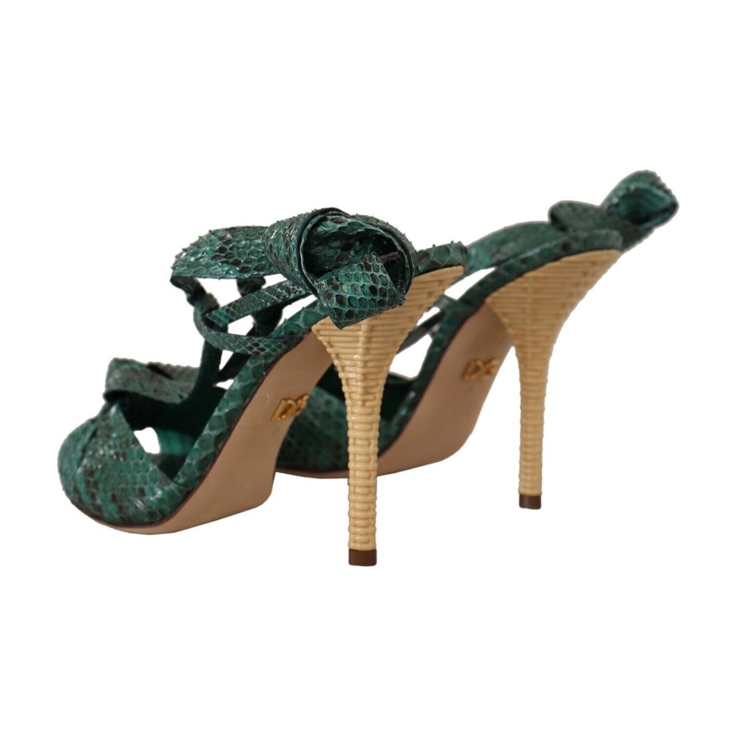 Dolce & Gabbana Emerald Exotic Leather Heeled Sandals Dolce & Gabbana