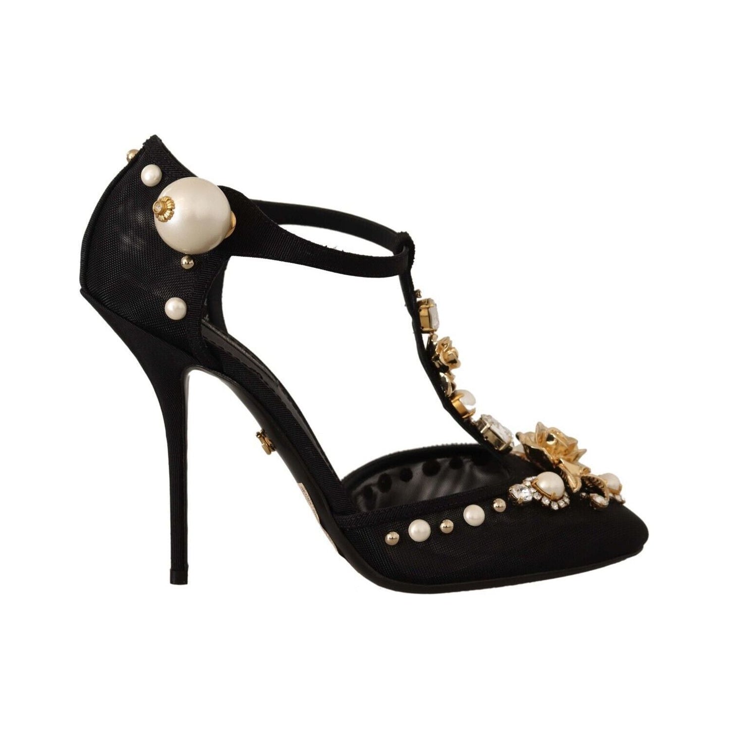 Dolce & Gabbana Elegant Embellished T-Strap Heels Sandals Dolce & Gabbana