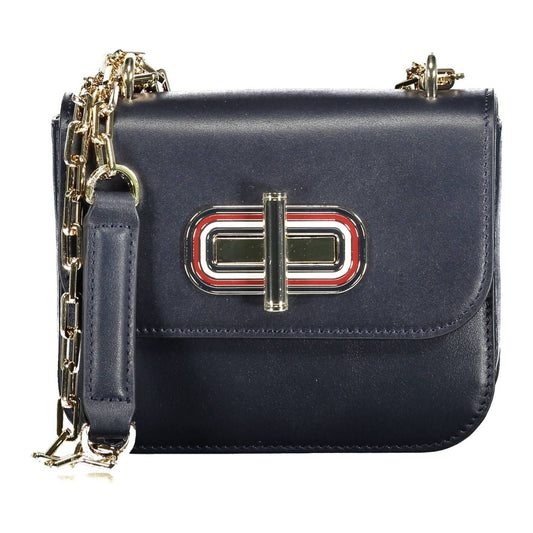 Tommy Hilfiger Chic Blue Leather Shoulder Bag with Contrasting Details Tommy Hilfiger