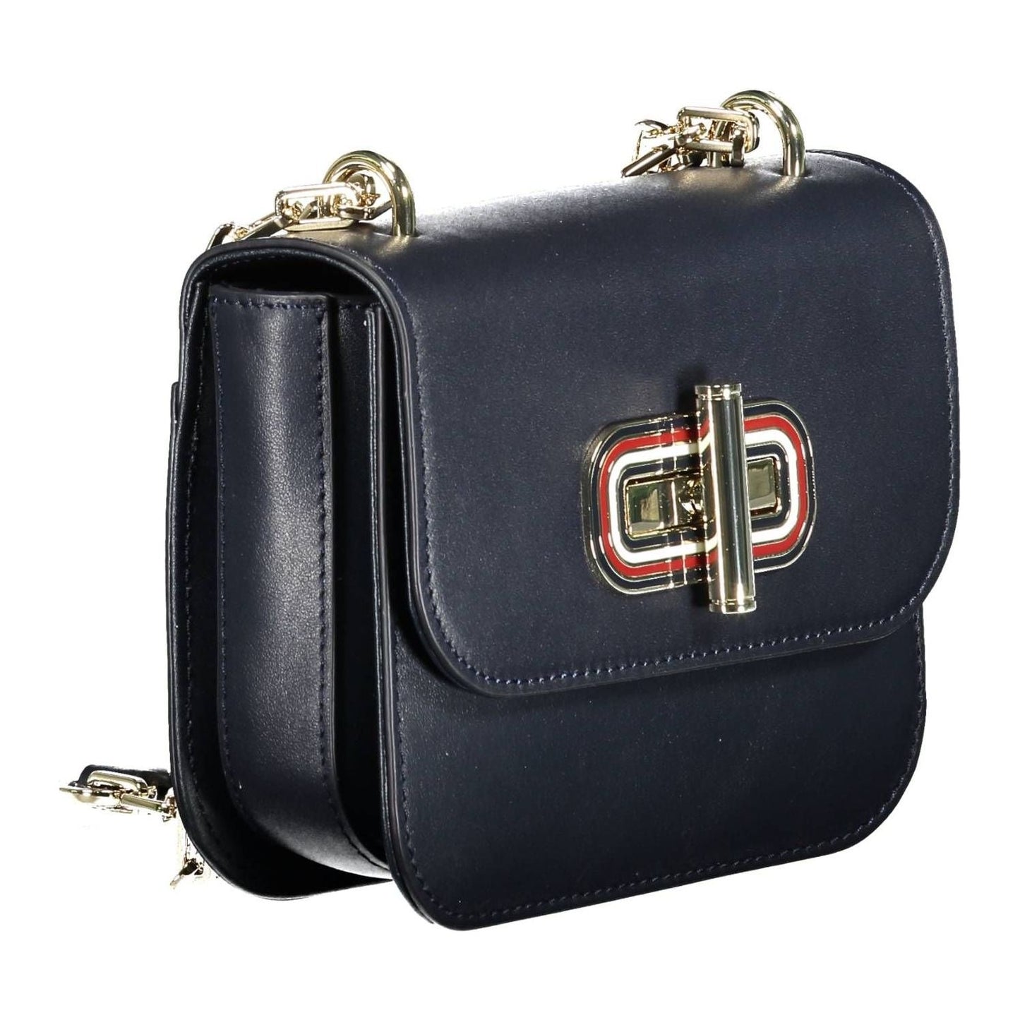 Tommy Hilfiger Chic Blue Leather Shoulder Bag with Contrasting Details Tommy Hilfiger