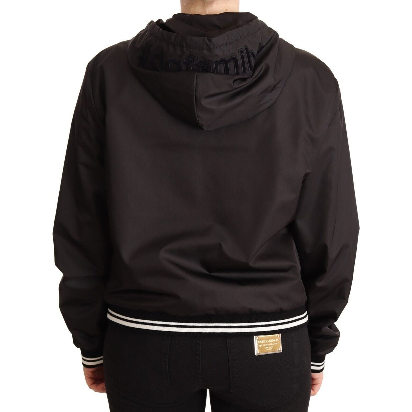 Dolce & Gabbana Elegant Black Bomber Jacket with Hood Dolce & Gabbana