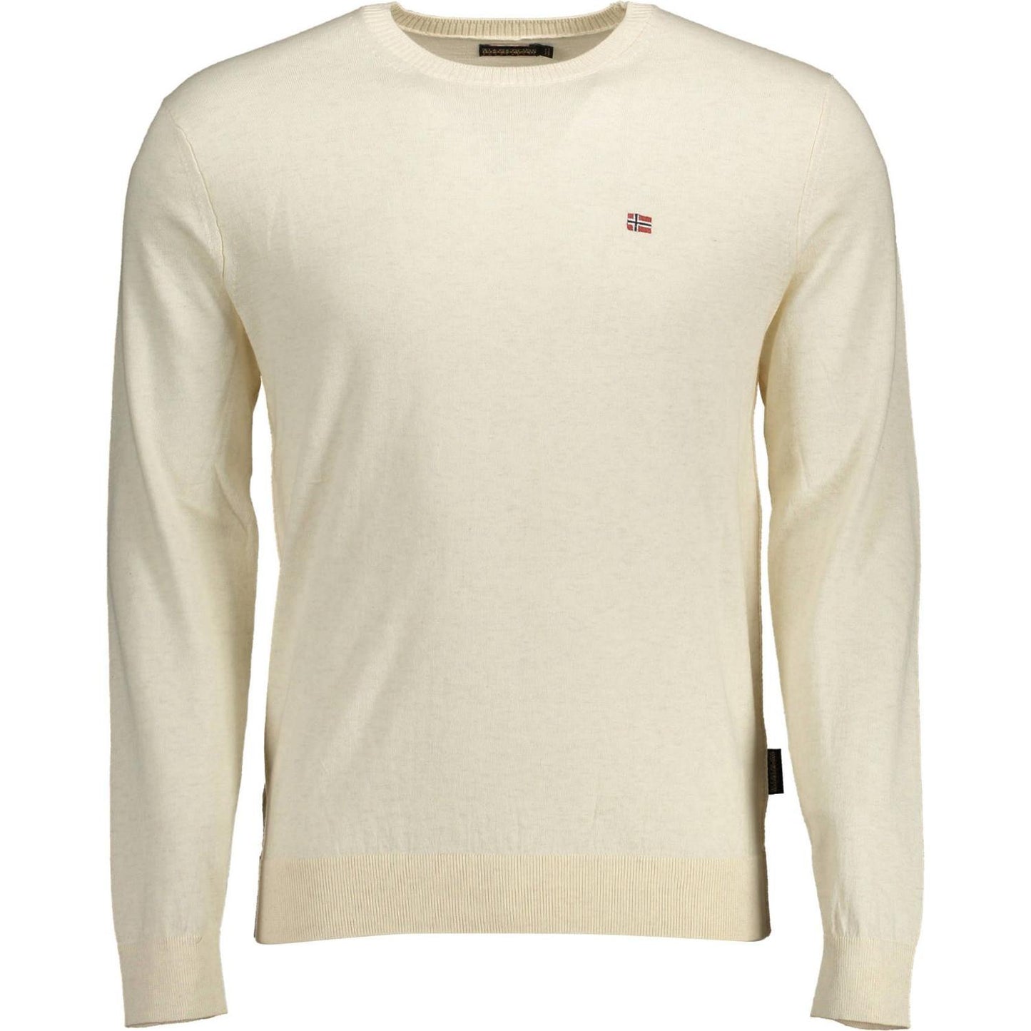 Napapijri Beige Cotton Crew-Neck Embroidered Sweater Napapijri