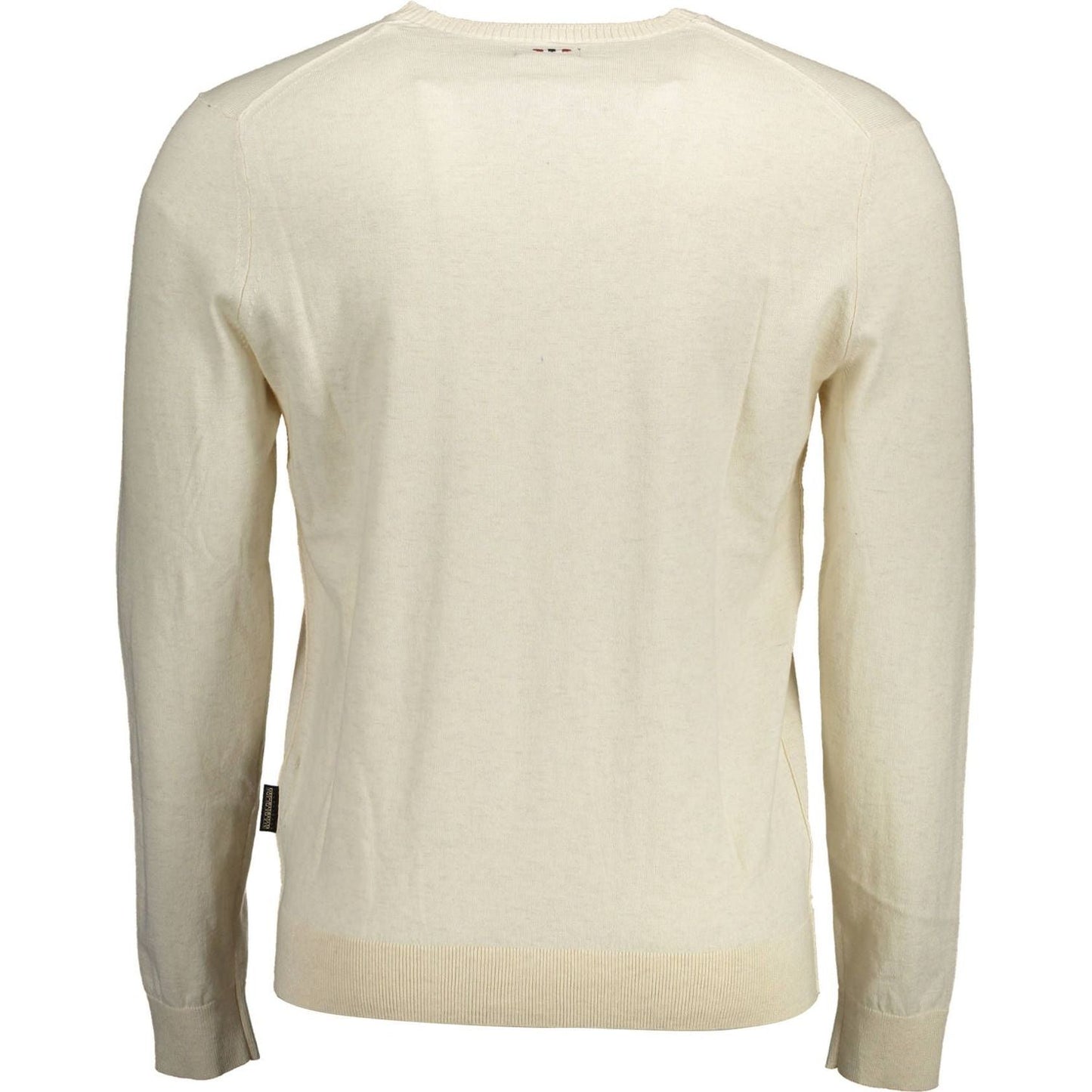 Napapijri Beige Cotton Crew-Neck Embroidered Sweater Napapijri