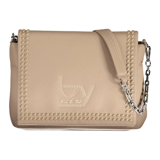 BYBLOS Beige Chain-Handle Shoulder Bag with Contrasting Details BYBLOS