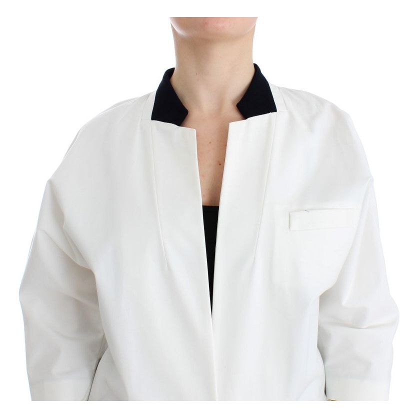 Andrea Pompilio Chic White Cotton Blend Blazer Blazer Jacket Andrea Pompilio