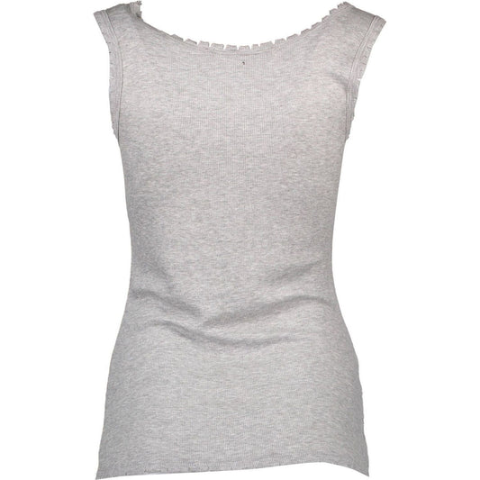 Silvian Heach Chic Gray Wide Shoulder Tank with Logo Silvian Heach