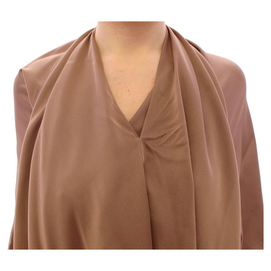 Lamberto Petri Elegant Brown Silk Shift Dress Lamberto Petri