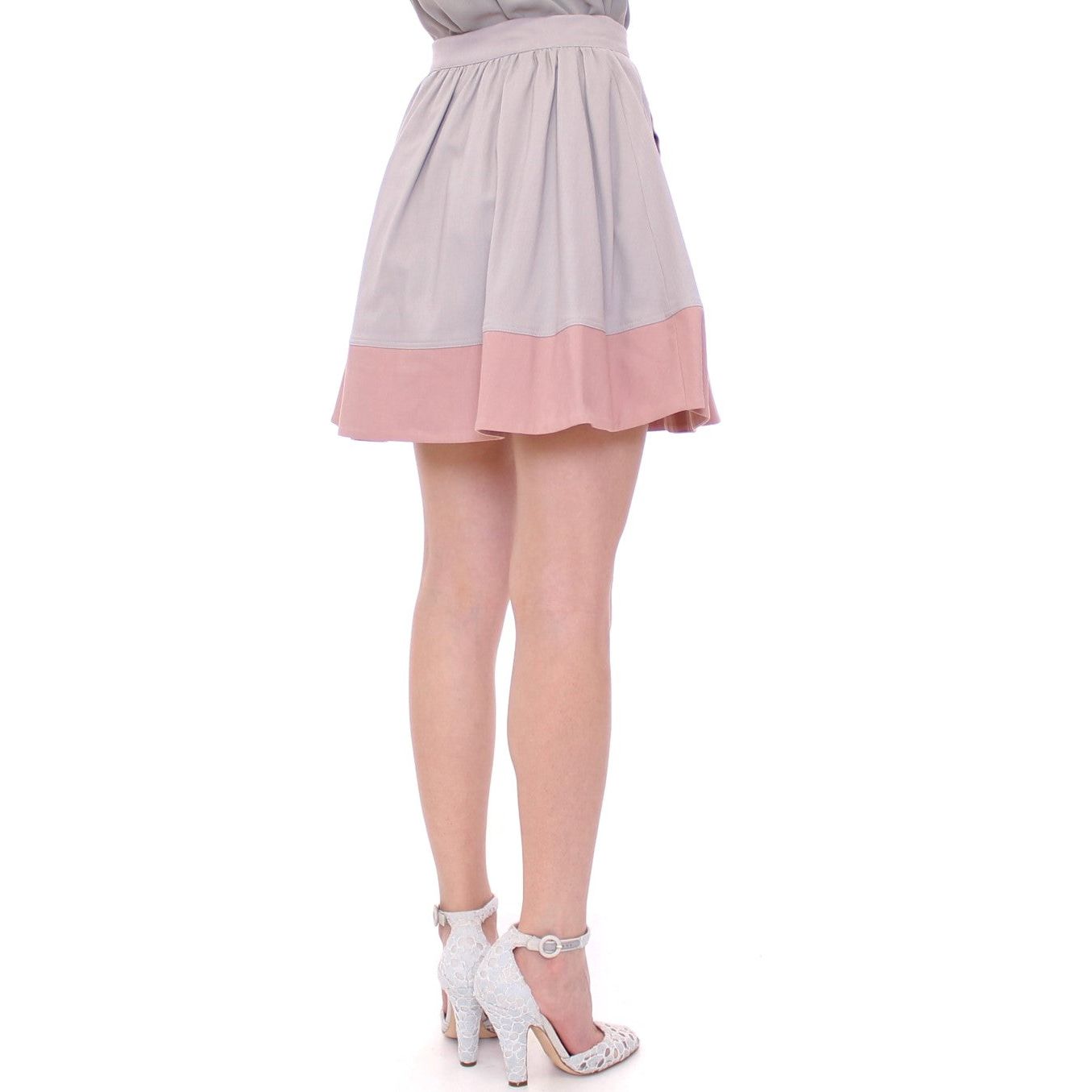 Comeforbreakfast Sleek Pleated Mini Skirt in Pink and Gray Comeforbreakfast