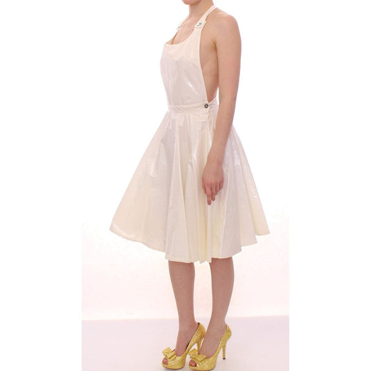 Licia Florio Elegant White Tea Halterneck Dress Licia Florio