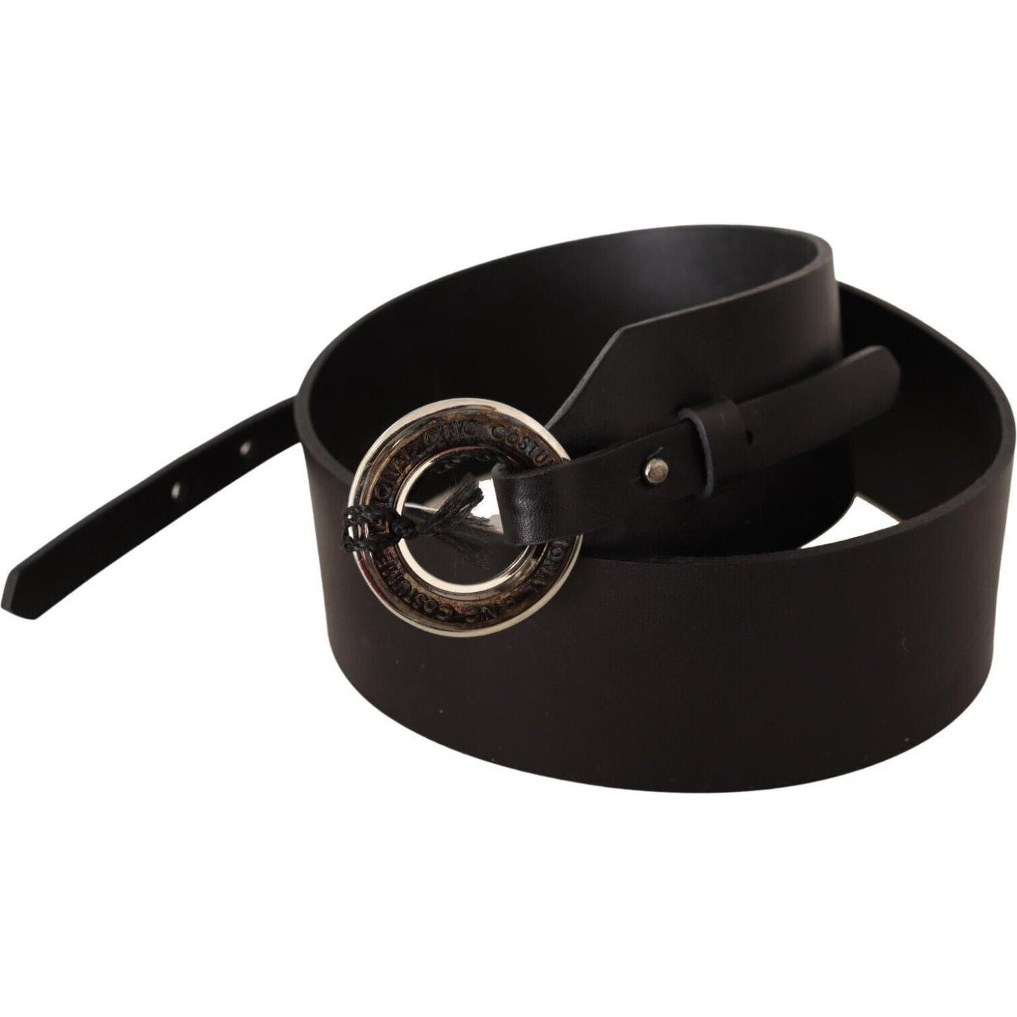 Costume National Chic Leather Fashion Belt with Silver-Tone Buckle Costume National