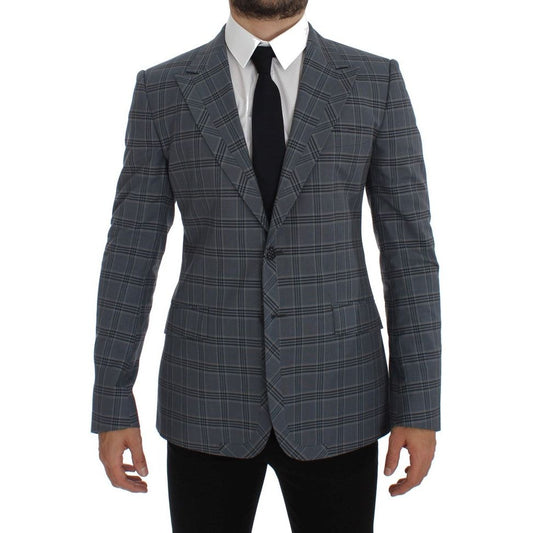 Dolce & Gabbana Elegant Blue Checkered Slim Fit Blazer Dolce & Gabbana