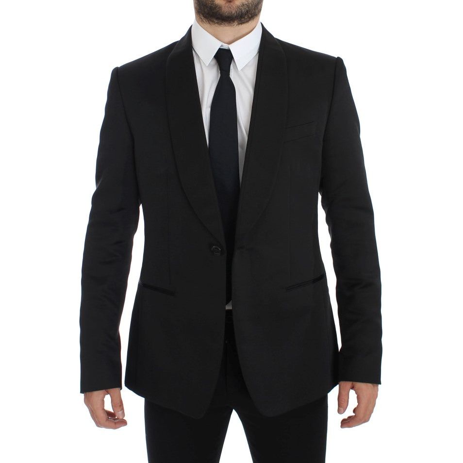 Dolce & Gabbana Exclusive Black Silk One Button Blazer Dolce & Gabbana