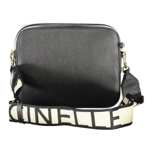 Coccinelle Elegant Black Leather Shoulder Bag with Contrasting Details Coccinelle