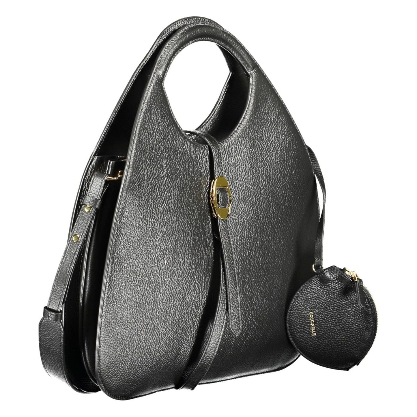 Coccinelle Elegant Black Leather Handbag with Removable Strap Coccinelle