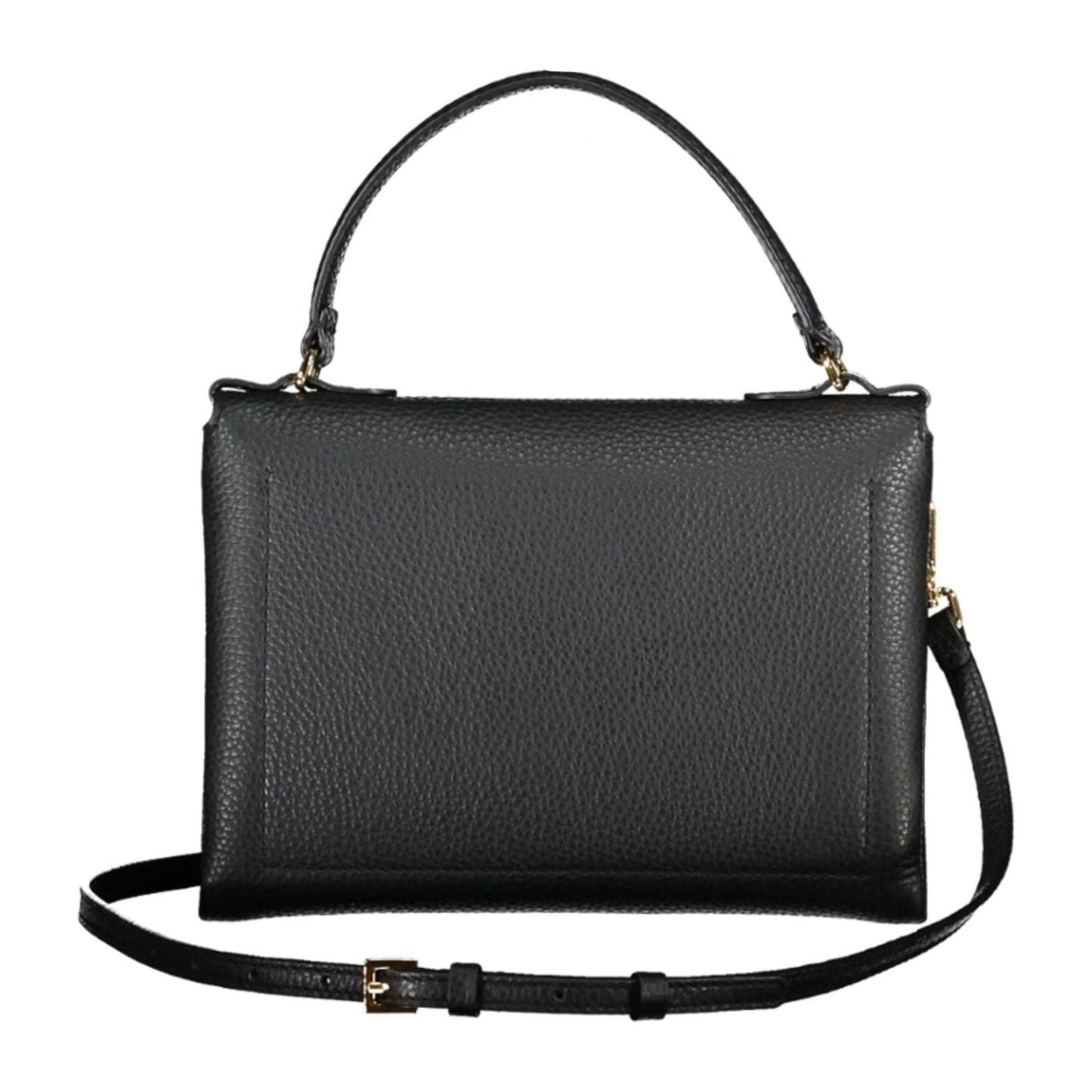 Coccinelle Chic Black Leather Handbag with Twist Lock Coccinelle