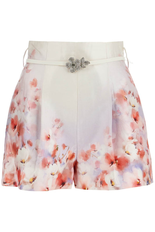 Zimmermann red low-waist floral silk and cotton shorts Short trousers Zimmermann