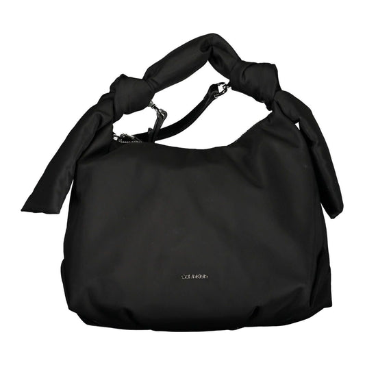 Calvin Klein Sleek Black Polyester Handbag With Contrast Details Calvin Klein