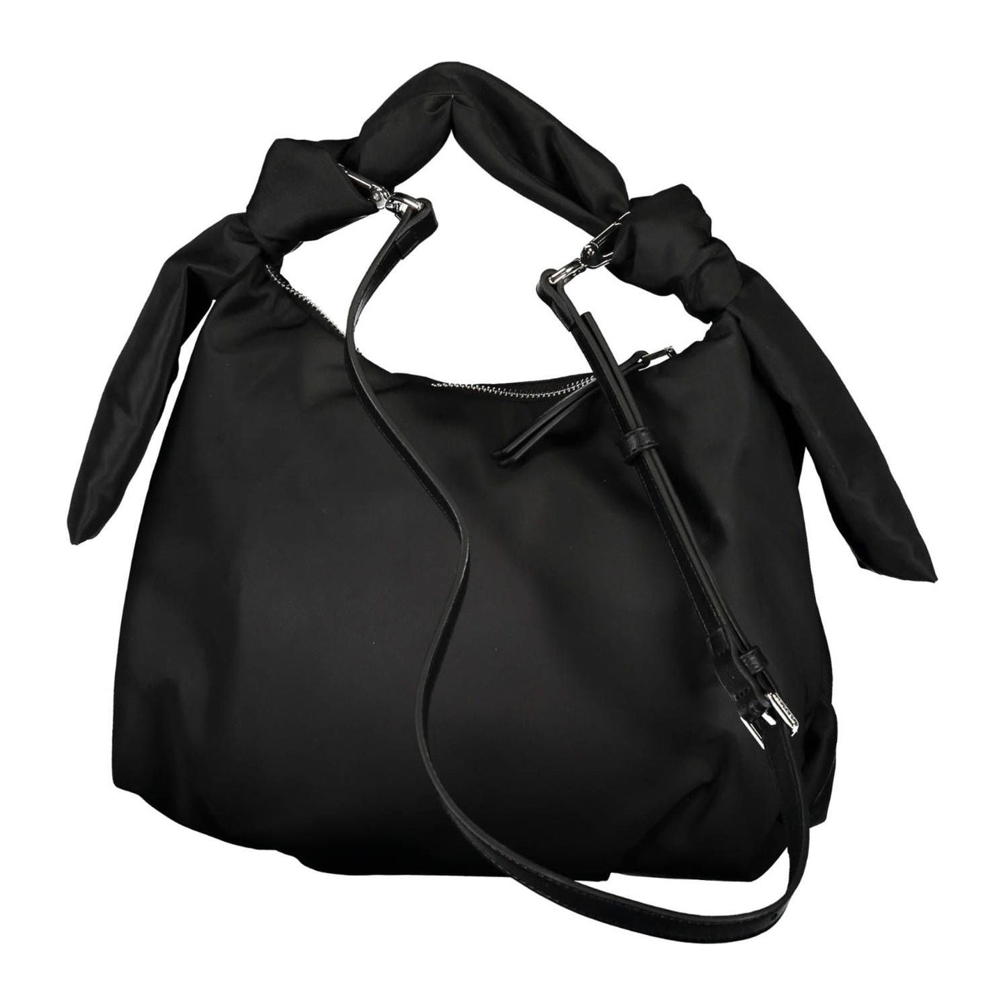 Calvin Klein Sleek Black Polyester Handbag With Contrast Details Calvin Klein