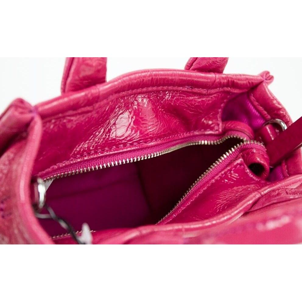 Marc Jacobs The Shiny Crinkle Micro Tote Magenta Leather Crossbody Bag Handbag Marc Jacobs