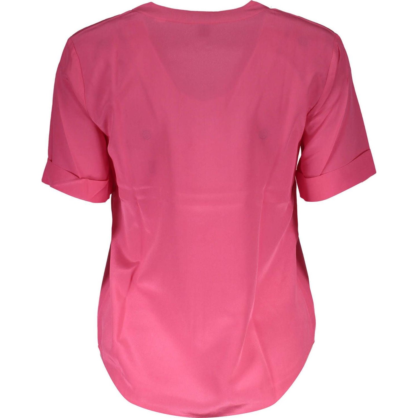 Gant Silk V-Neck Tee in Pink with Logo Accents Gant