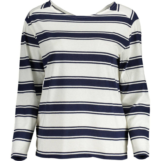 Gant Chic Long-Sleeved White Cotton Tee with V-Neck Detail Gant