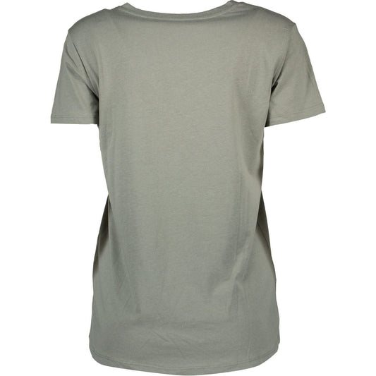 Silvian Heach Chic V-Neck Green Tee with Logo Detailing Silvian Heach