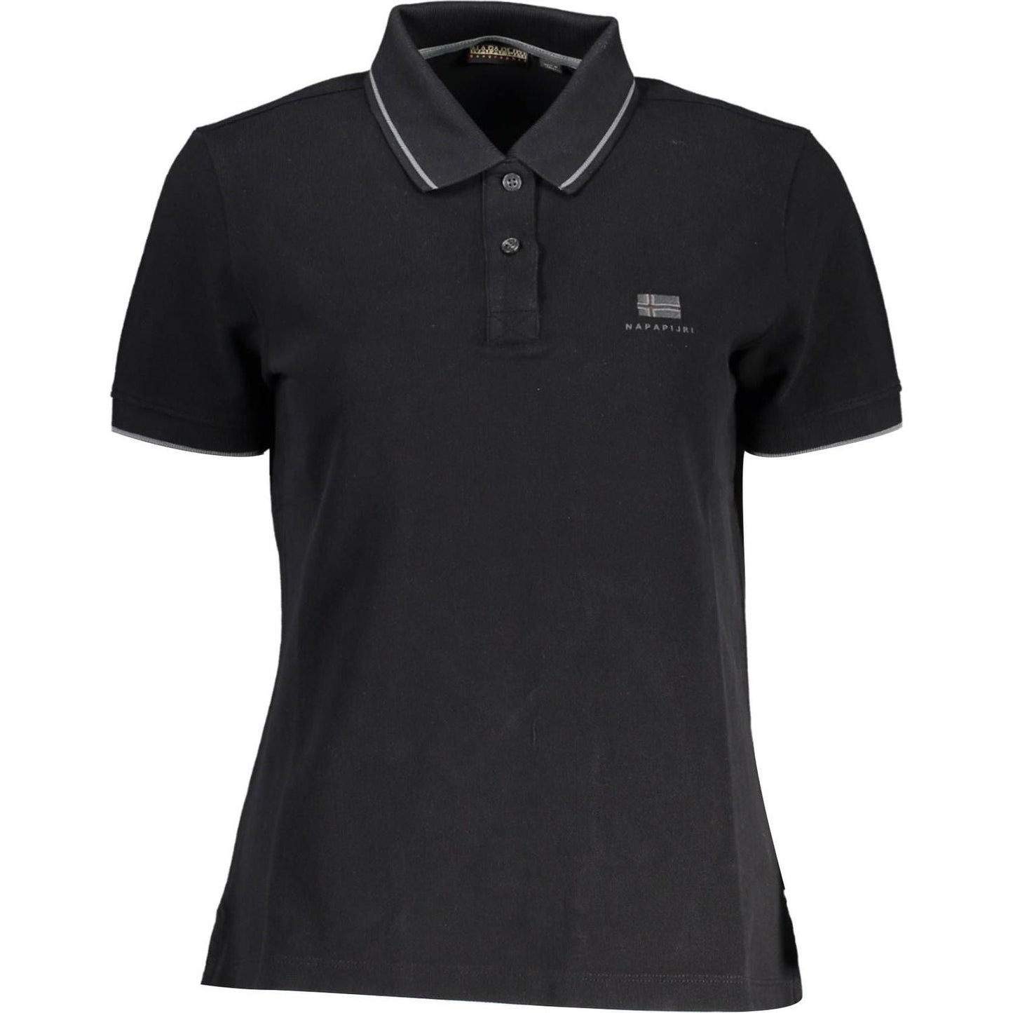 Napapijri Elegant Short-Sleeved Black Polo with Embroidery Napapijri