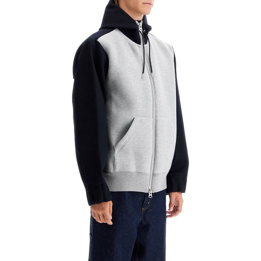 Sacai bicolor sweatshirt with zip and hood Topwear Sacai