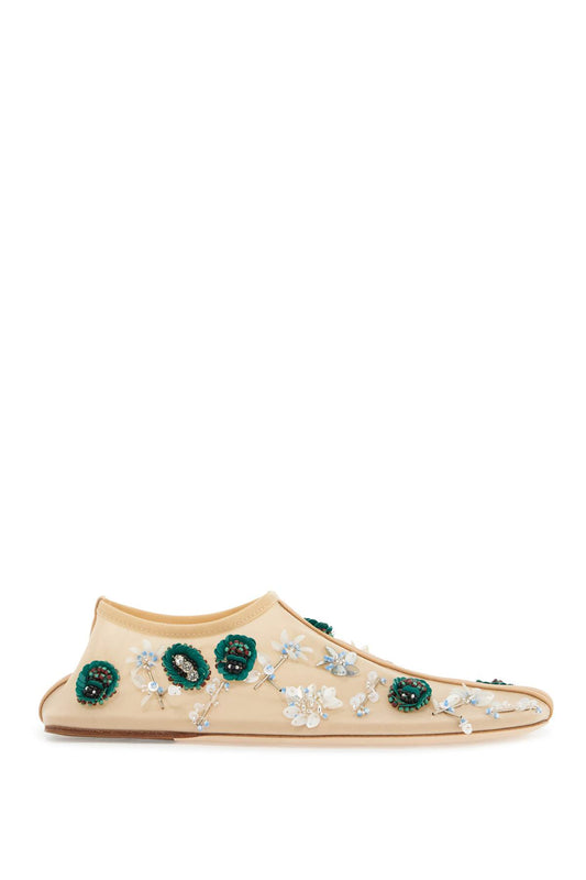 Christopher Esber ballet compact mesh with sequin and bead flowers Flat Shoes Christopher Esber