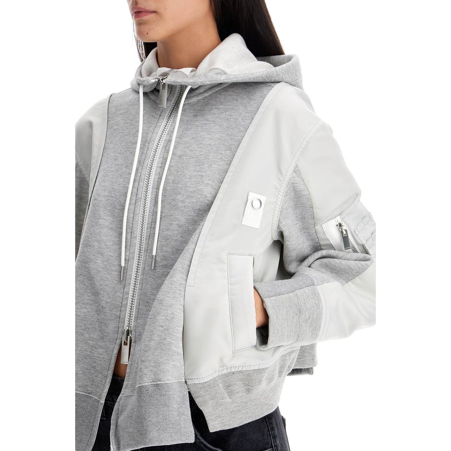 Sacai hybrid sweatshirt with zip and hood Topwear Sacai