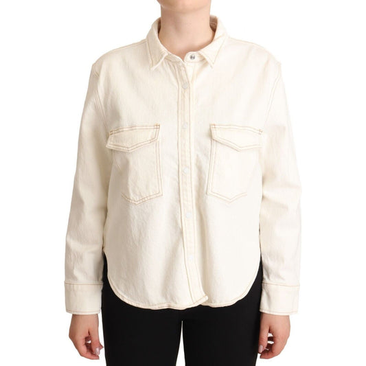 Levi's Elegant White Long Sleeve Collared Polo Top Levi's