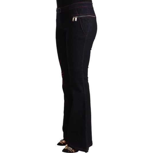 Exte Chic Black Mid Waist Flared Denim Jeans Exte