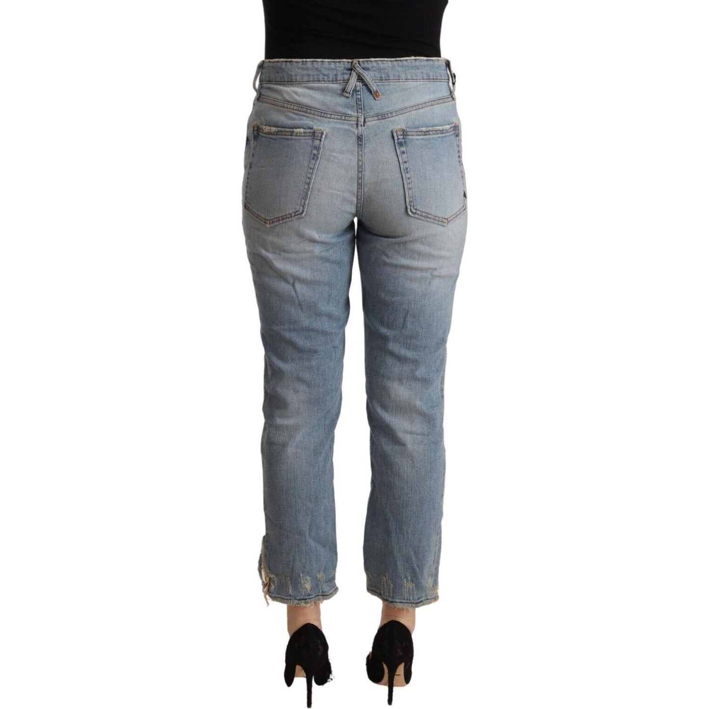 CYCLE Chic Distressed Mid Waist Cropped Denim CYCLE