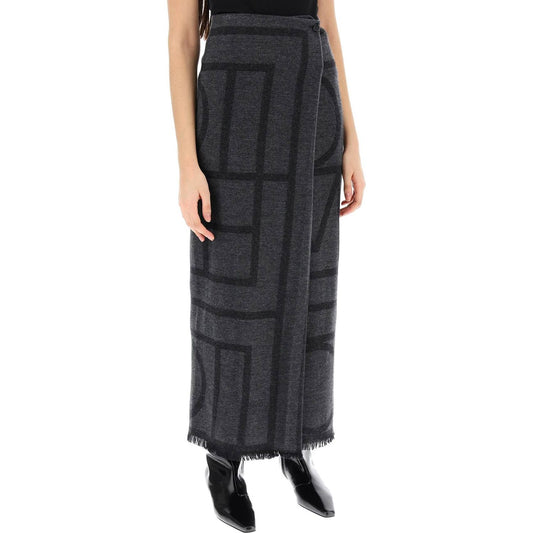 Toteme monogram wool maxi sarong skirt Skirts Toteme