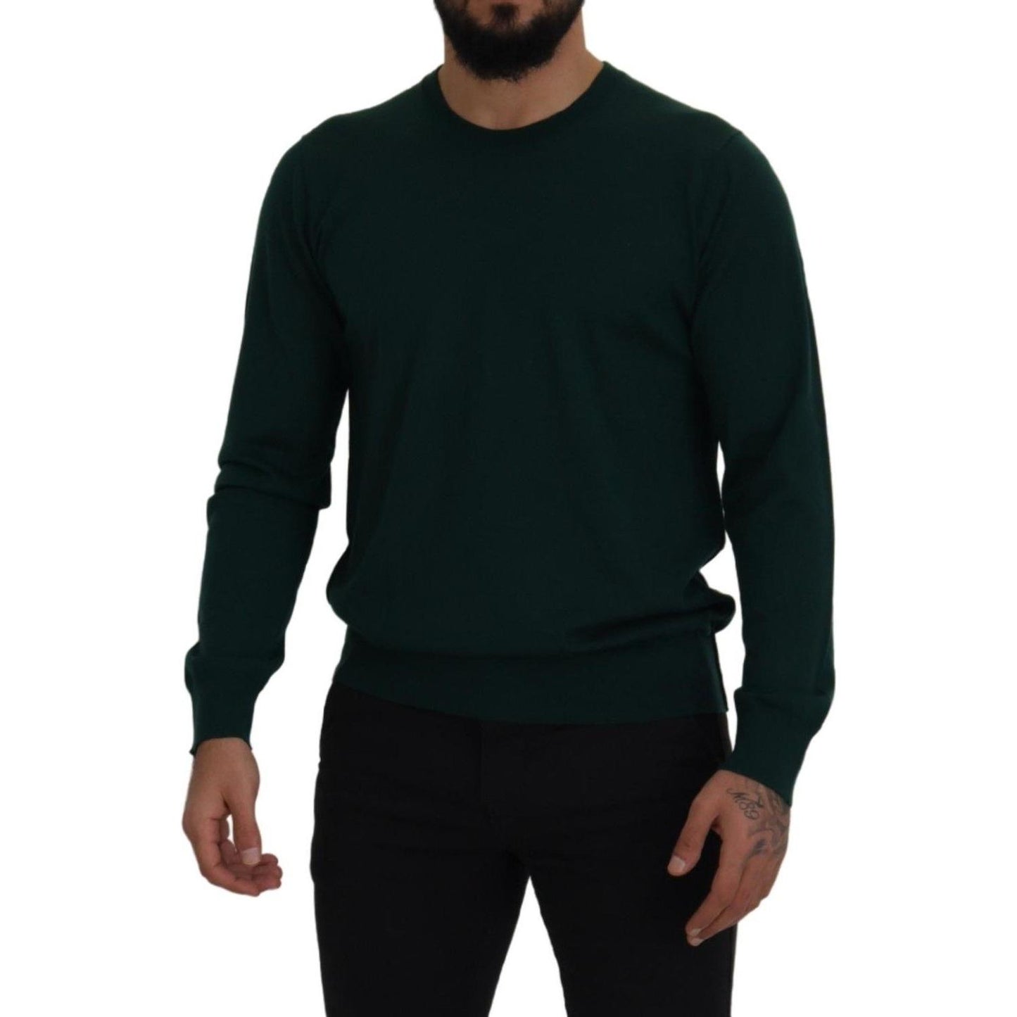 Dolce & Gabbana Elegant Green Crewneck Cashmere Sweater Dolce & Gabbana