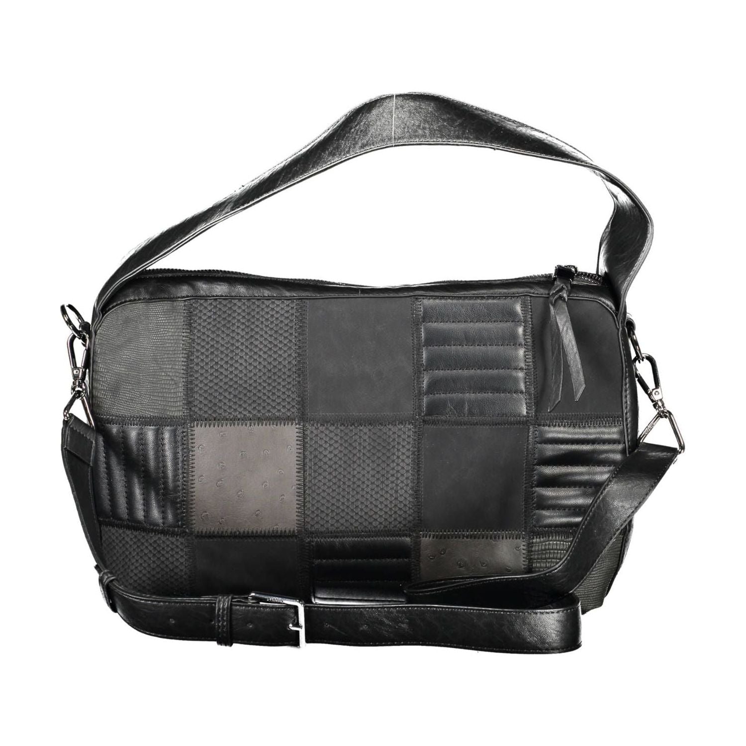 Front view with bag zipped and handles upright.