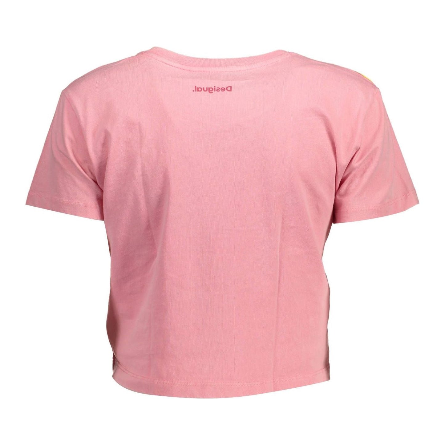 Desigual Chic Pink Embellished Cotton Tee Desigual