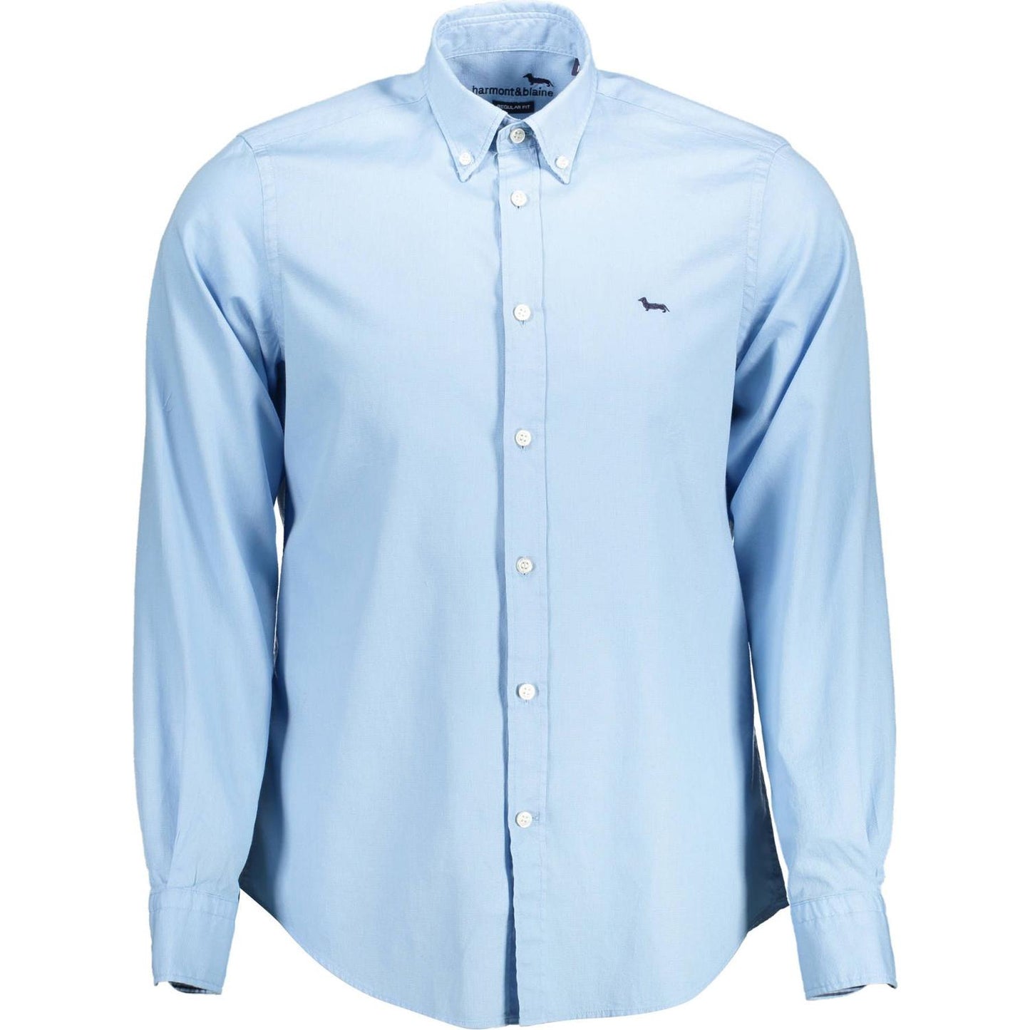 Harmont & Blaine Elegant Light Blue Cotton Shirt with Contrast Detail Harmont & Blaine